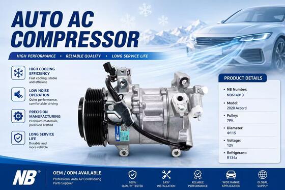 Compresseur à courant alternatif automatique NB614019 Pour Honda Accord 1.5T CV1 2018-2020, 38810-6A0-A01 38810-6A1-H01, pompe A/C 7PK 115mm 12V